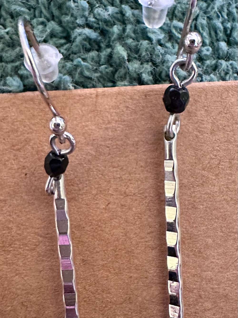 Spirit by Silver Forest Hammered Sterling Silver Dangle Earrings Black Onyx 925